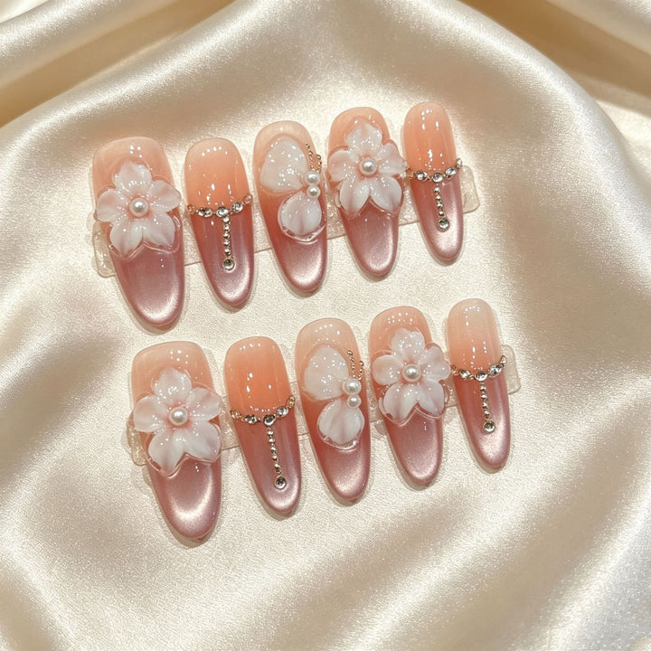 Premium Floral Decorative Press-On Nails