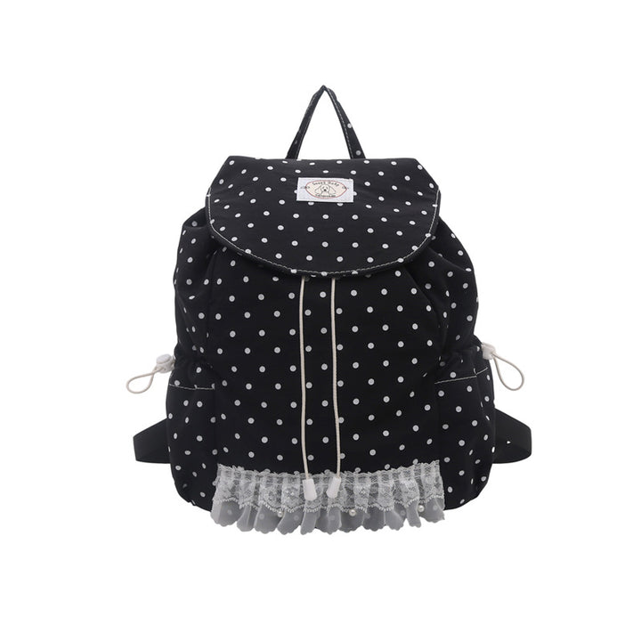 Charming Polka Dot Ruffled Backpack Bowlift