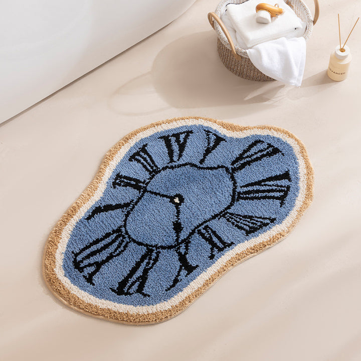 Decorative hand-tufted rug mat in organic clock shape Bowlift