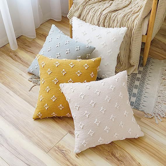 Decorative cushion cover in Boho-Scandi mix with hand-tufted 3D diamond relief Bowlift