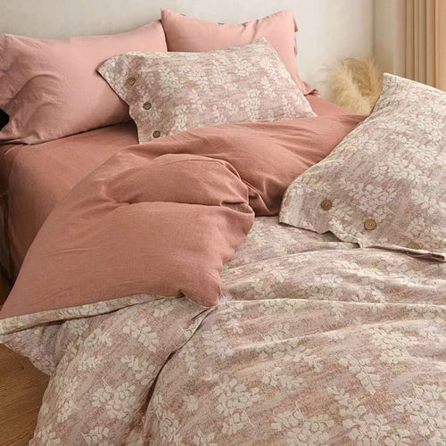 Luxury Floral Jacquard Cotton Duvet Cover Set with Button Closure