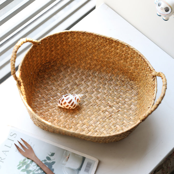 Handwoven Storage Basket with Carrying Handles