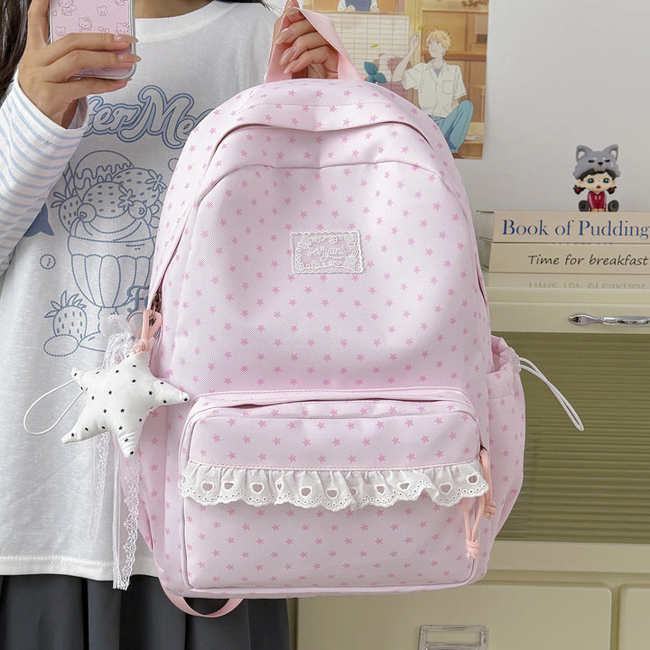 Playful Star-Printed Backpack Bowlift