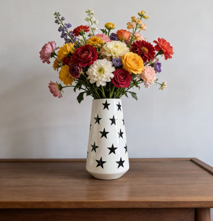 Chic Checkerboard Pattern Ceramic Vase Bowlift