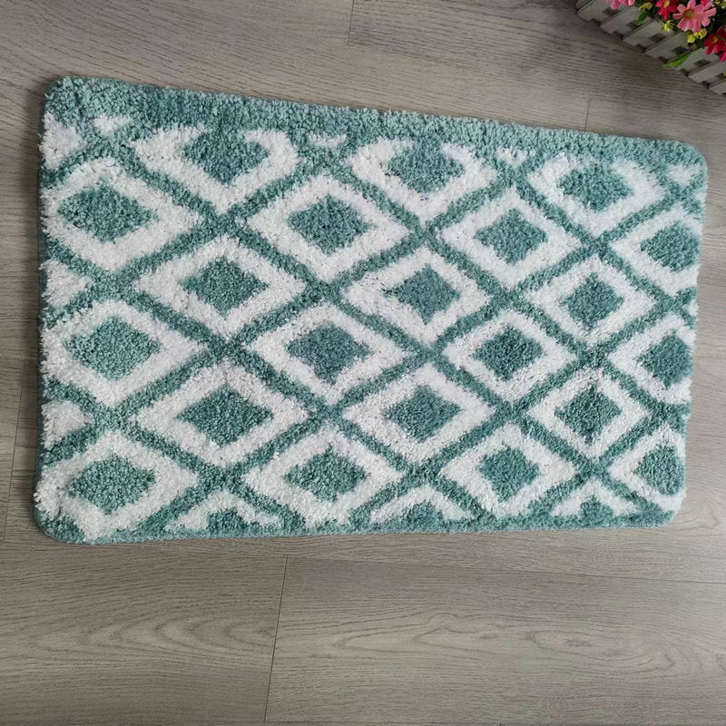 Cushioned Geometric Pattern Bath Mat