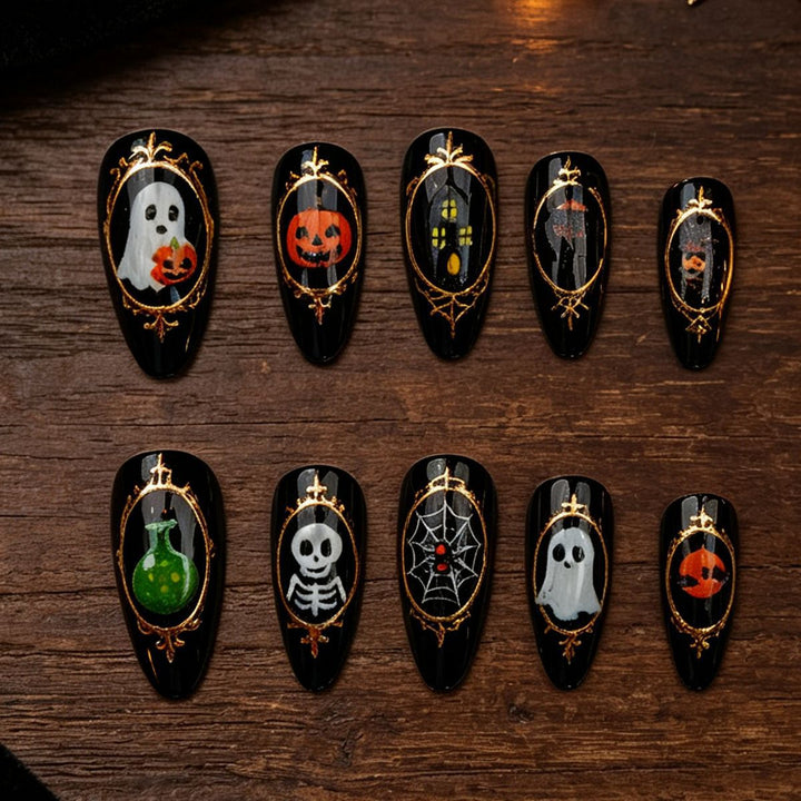 Halloween-Themed Press-On Nail Art Set