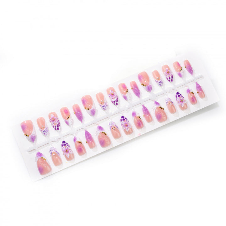 Elegant Floral Press-On Nail Design