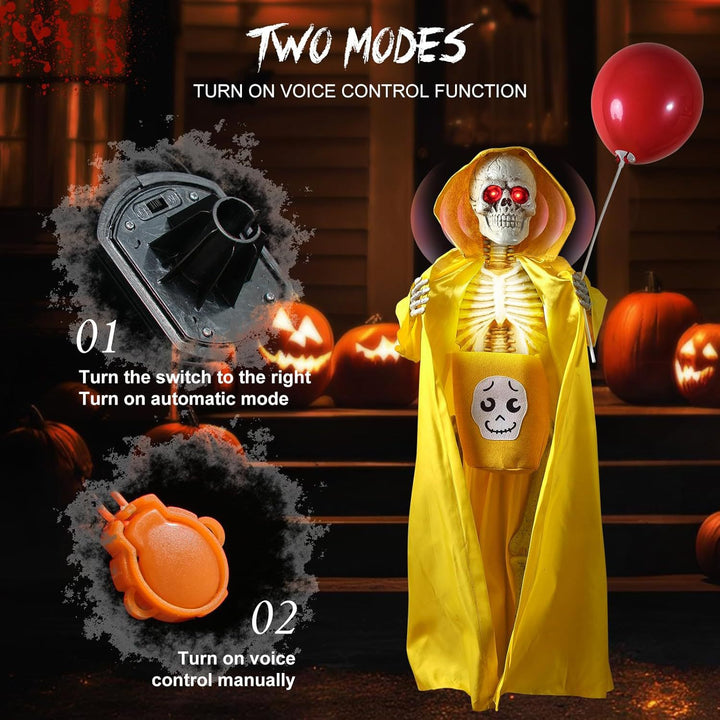 Animated Halloween Skeleton Prop Bowlift
