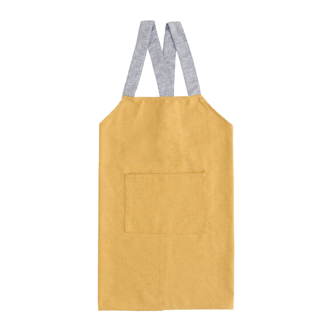 Adjustable canvas apron with wide contrast straps and applied front pocket Bowlift