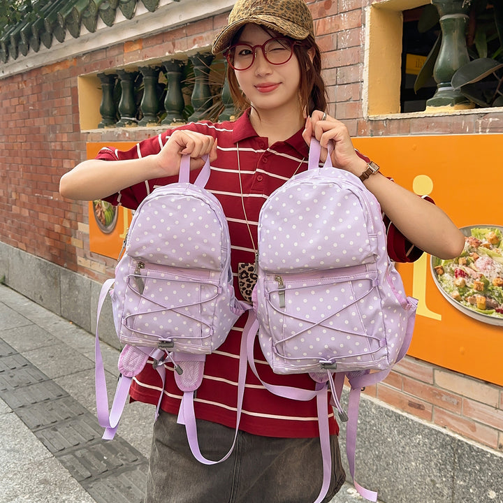 Stylish Polka Dot Backpack Bowlift