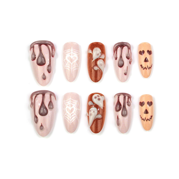 Theatrical Chocolate-Inspired Press-On Nail Art