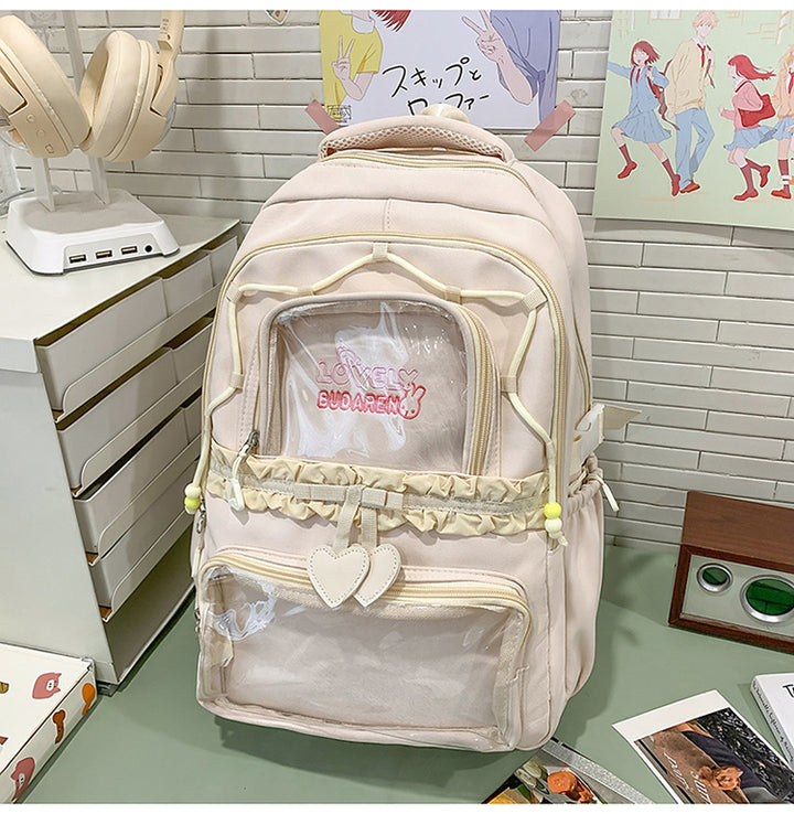 Transparent Front Pocket Casual Backpack Bowlift