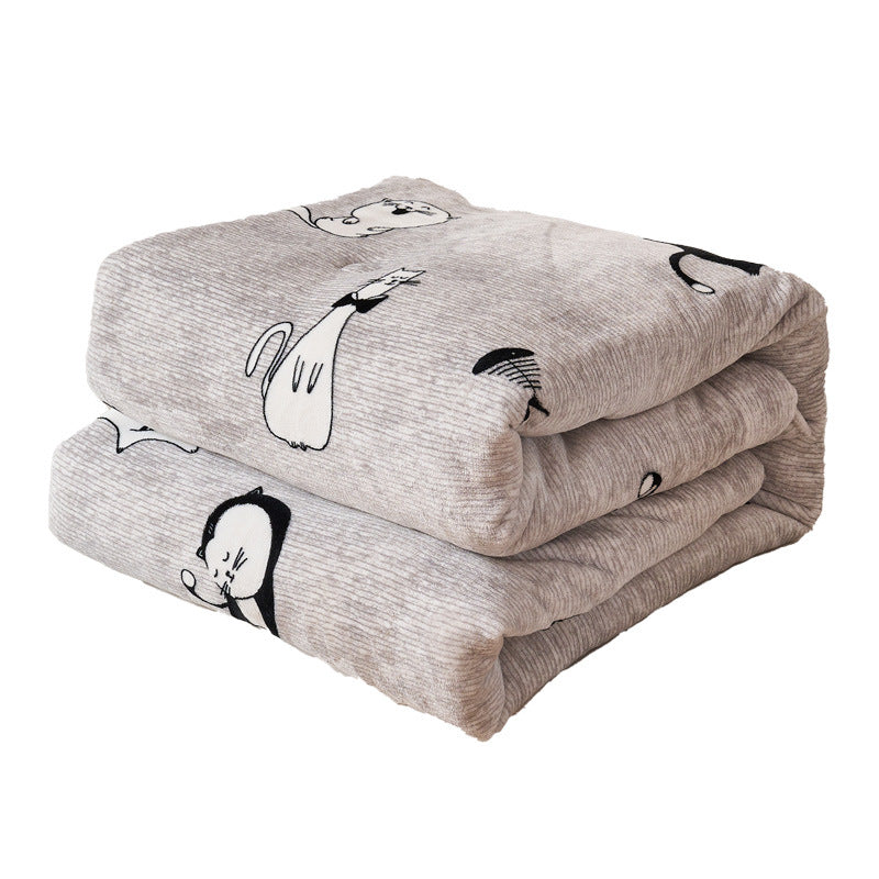 Cozy Animal-Pattern Blanket with Soft Breathable Fabric for Sofa or Bedroom