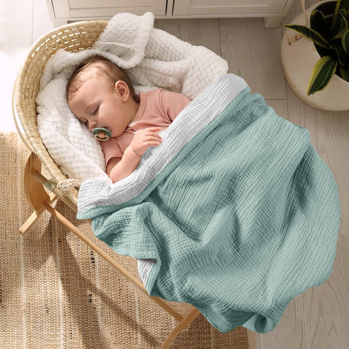 Ultra-Soft Reversible Muslin Throw Blanket Bowlift
