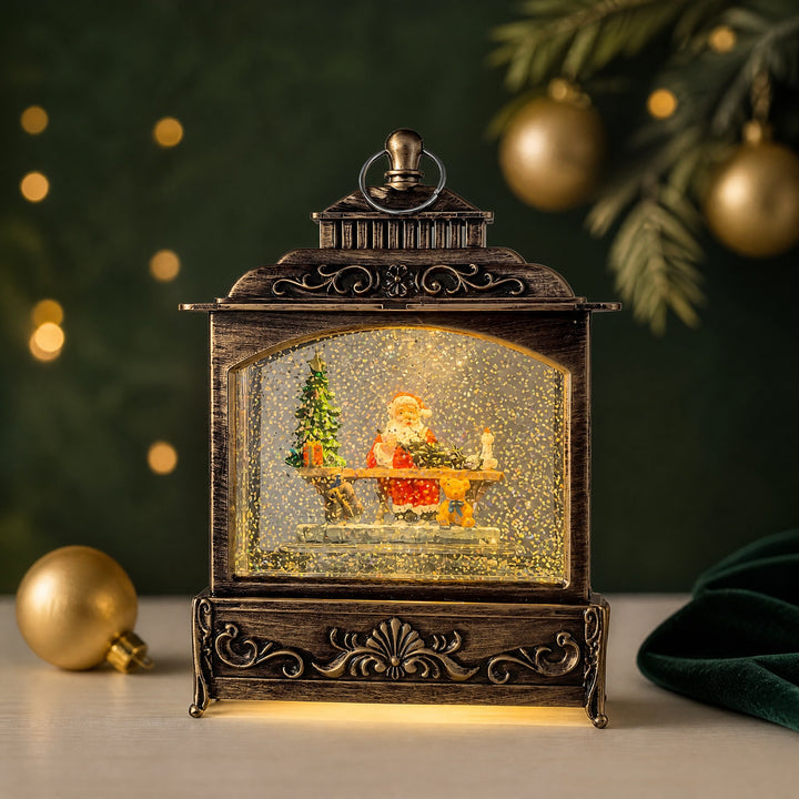 Illuminated Holiday Snow Globe Lantern