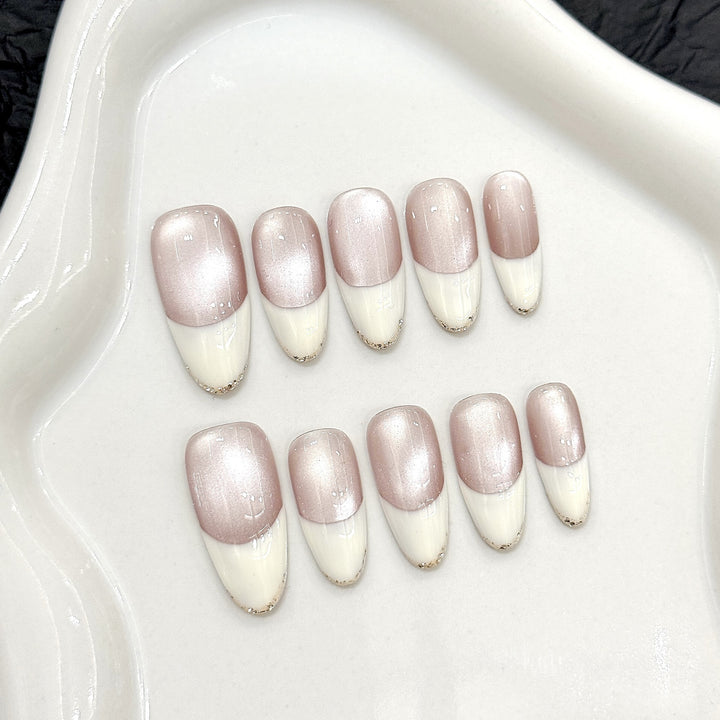 Glamorous Press-On Nail Set with Elegant French Tips