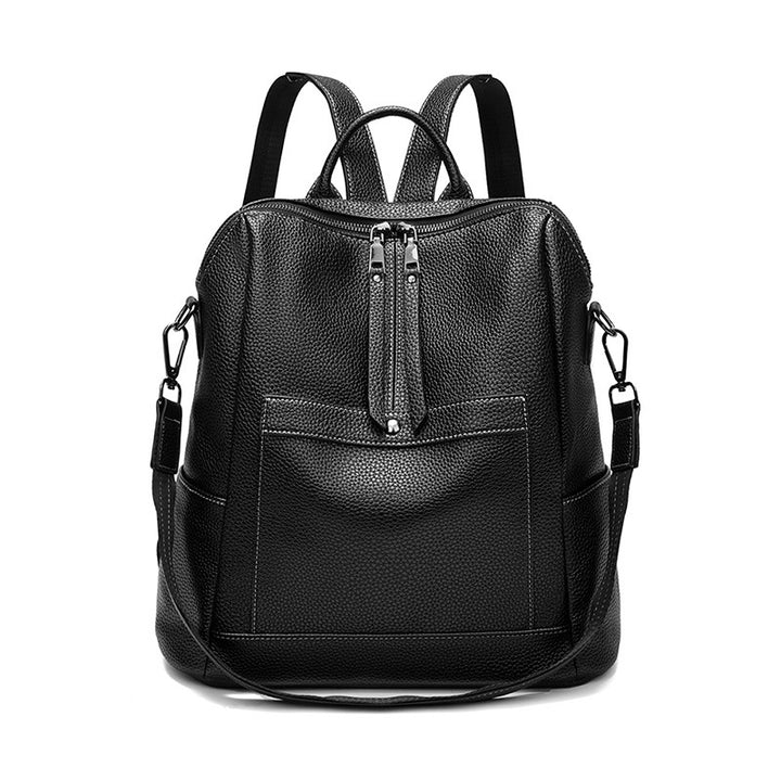 Multi-Compartment Leather Backpack