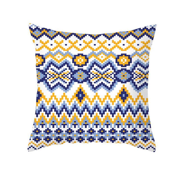 Mediterranean Mandala Cotton-Linen Throw Pillow Cover