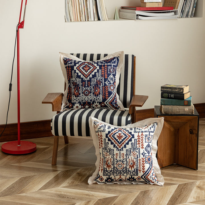 Decorative linen cushion cover with ethnic pattern Bowlift