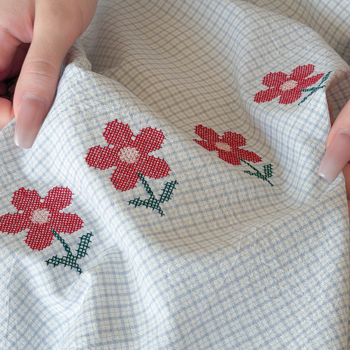 Embroidered Cotton Duvet Cover Set with Decorative Tie Bows