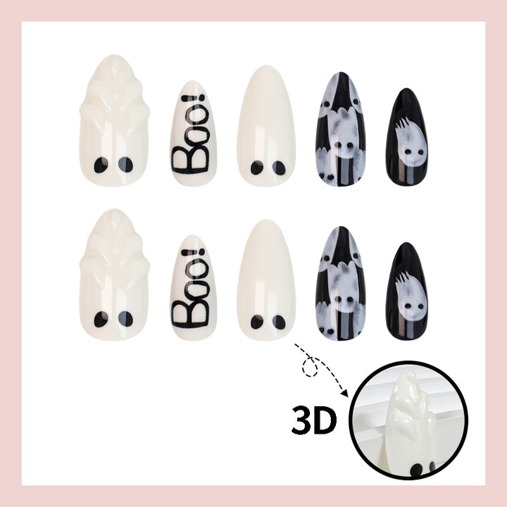 Nail art set with creative ghost designs Bowlift