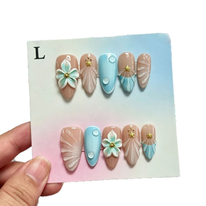 Floral Articulated Press-On Nail Set