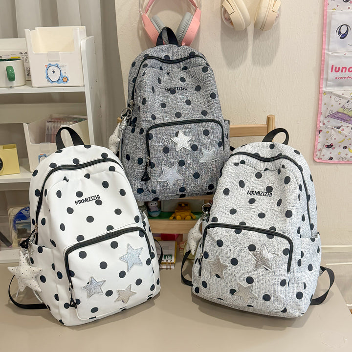 Fun Star-Embellished Polka Dot Backpack Bowlift