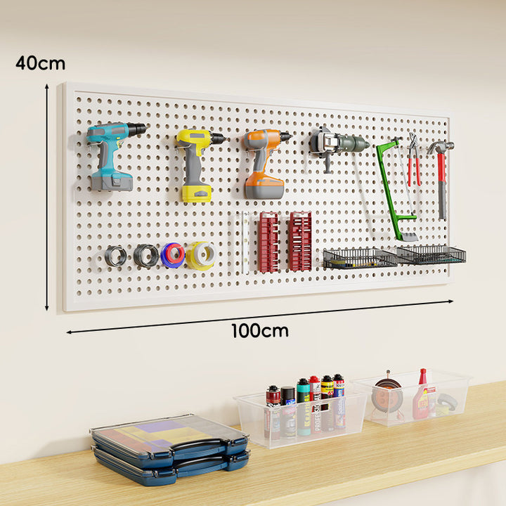 Heavy-Duty Steel Perforation Workshop Wall System with Magnetic Hook Set and Sliding Baskets