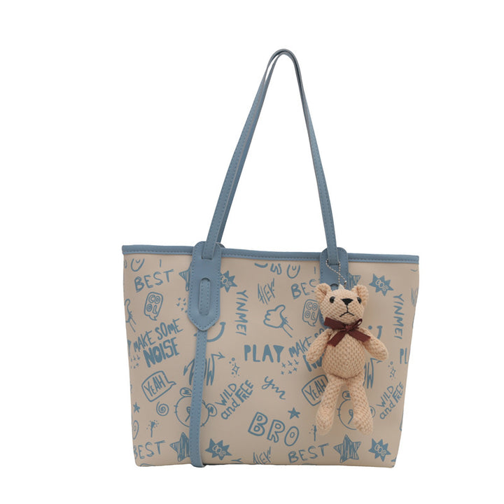 Playful Graphic Print Tote Bag