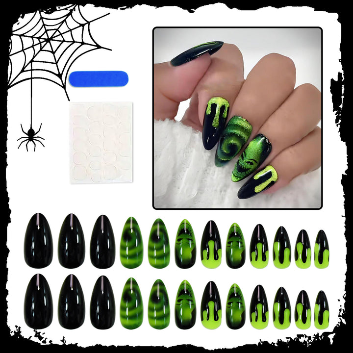 Artificial Nails Set with Creepy Halloween Designs Bowlift