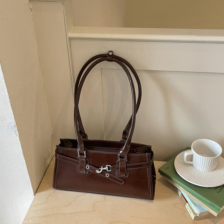 Structured Genuine Leather Handbag