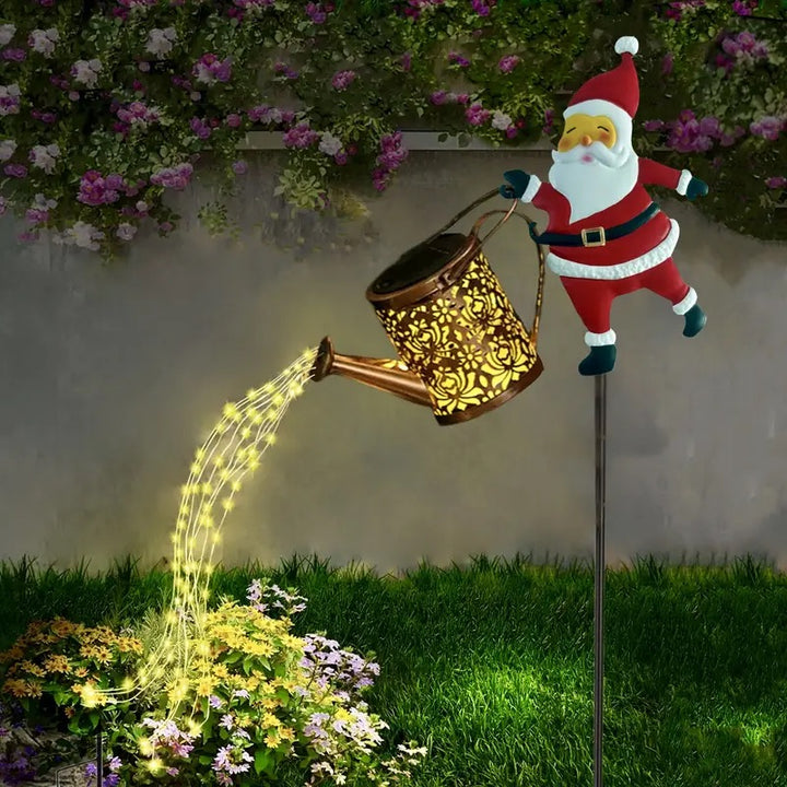 Solar-Powered Santa Watering-Can LED Garden Stake Decoration Bowlift