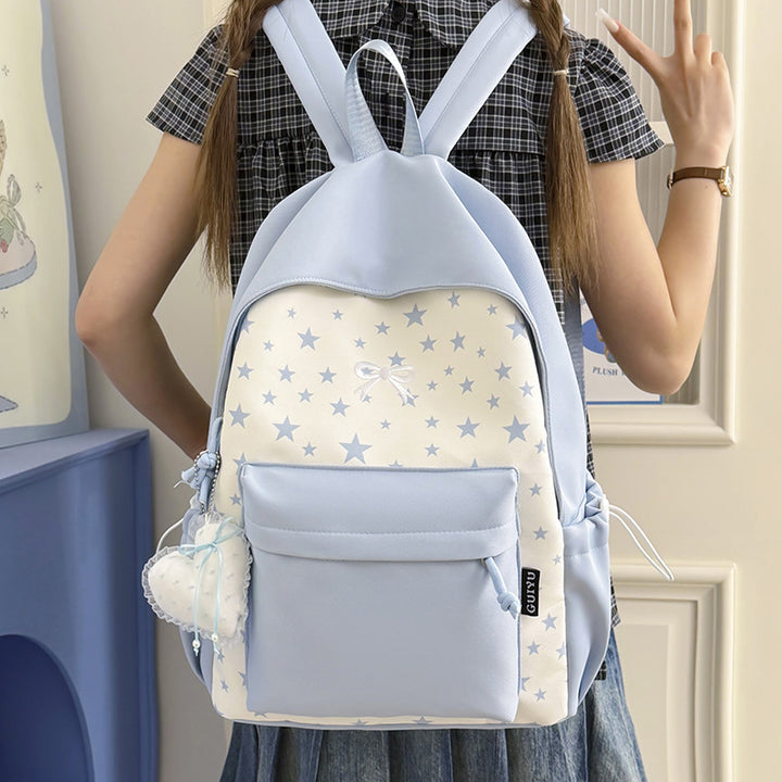 Cartoon-Themed Star-Patterned Backpack Bowlift