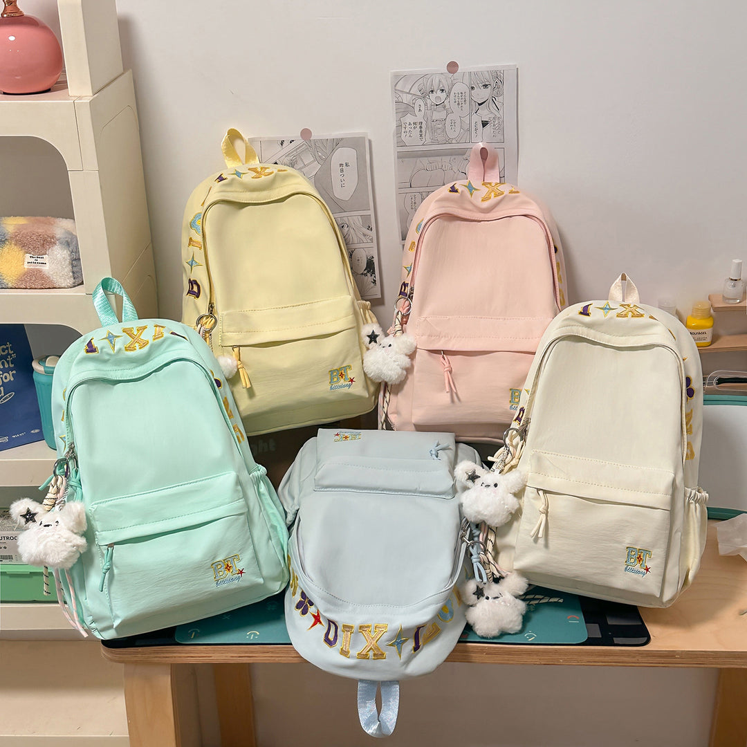 Trendy Embroidered School Backpack Bowlift