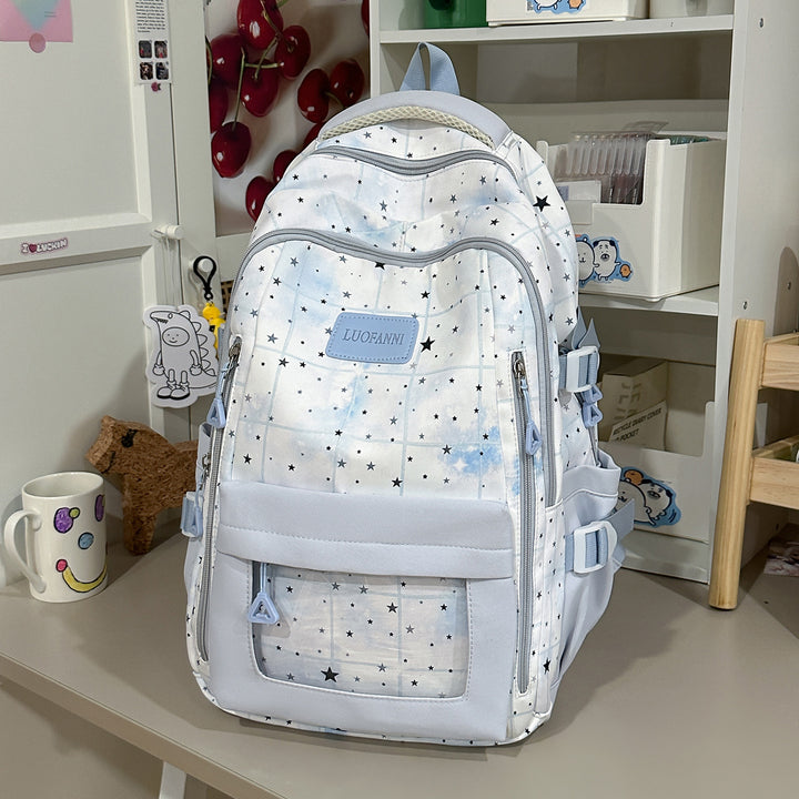 Star-Patterned Multi-Compartment Backpack Bowlift