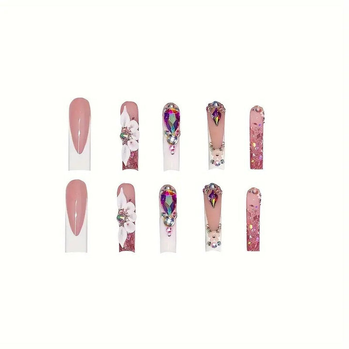 Artistic Rhinestone-Embellished Press-On Nail Extensions Bowlift