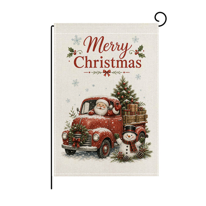 Festive Outdoor Decorative Garden Flag Double-Sided Polyester Christmas Scene