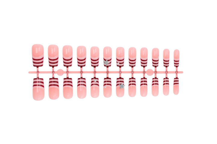Nail art set with modern stripe design and sparkling stars Bowlift