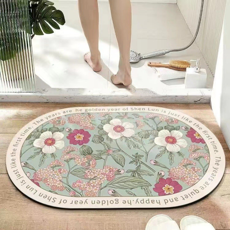 Plush Floral Bath Mat Bowlift