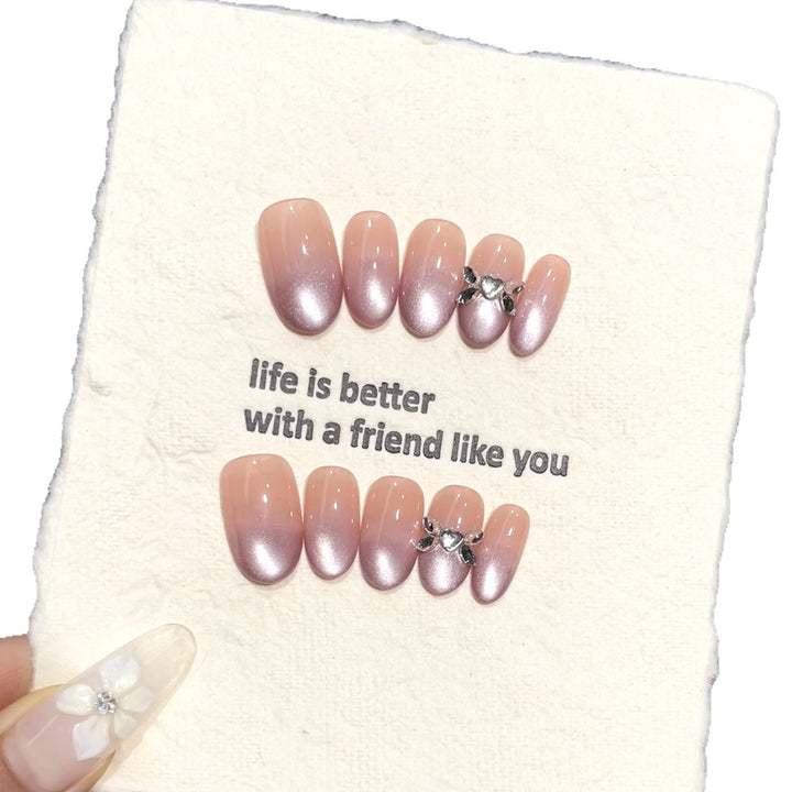 Elegant Press-On Nail Art Set with Glittering Accessories