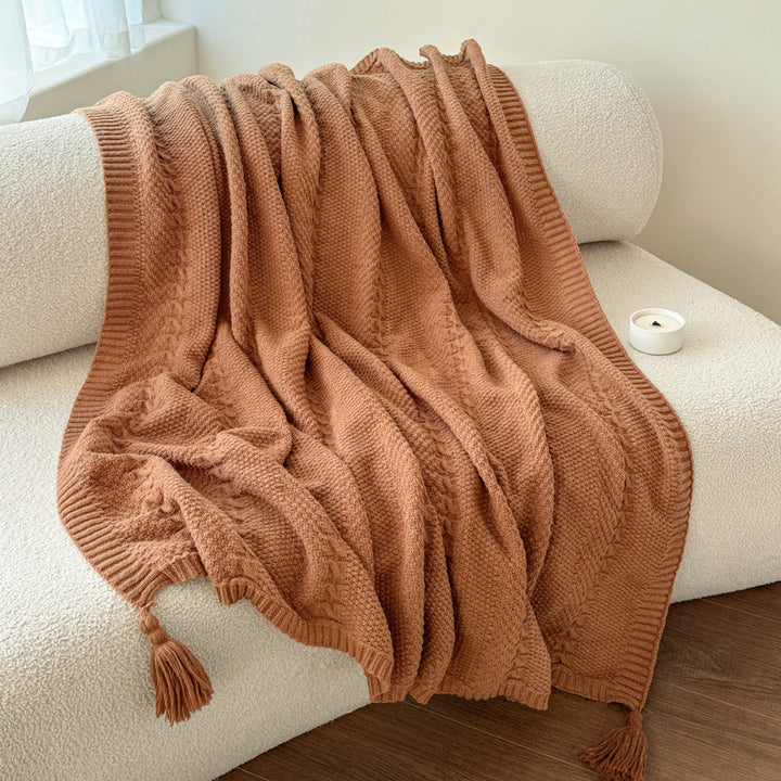 Cable Knit Decorative Throw Blanket