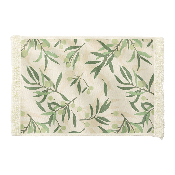 Floral woven bath mat with decorative fringes Bowlift