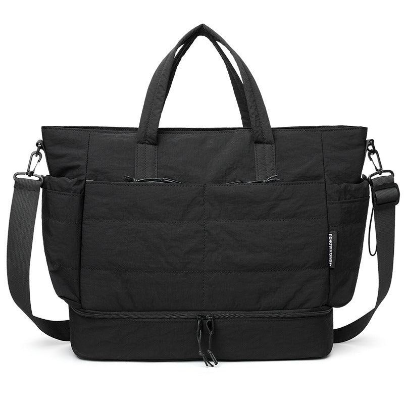 Multi-Pocket Quilted Laptop Tote