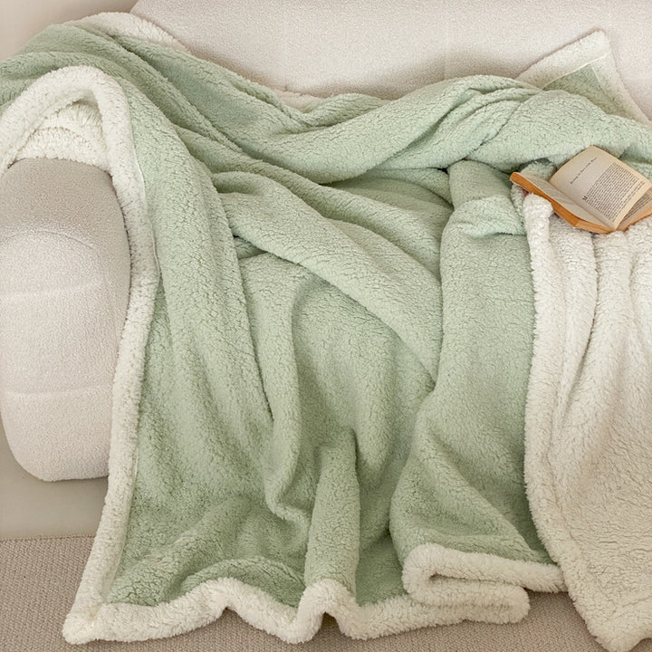 Reversible Sherpa Plush Throw Blanket and Pillow Cover Set