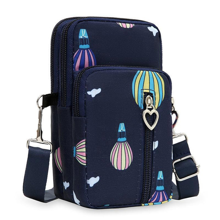 Compact Nylon Crossbody Phone Pouch with Multiple Zip Compartments Bowlift