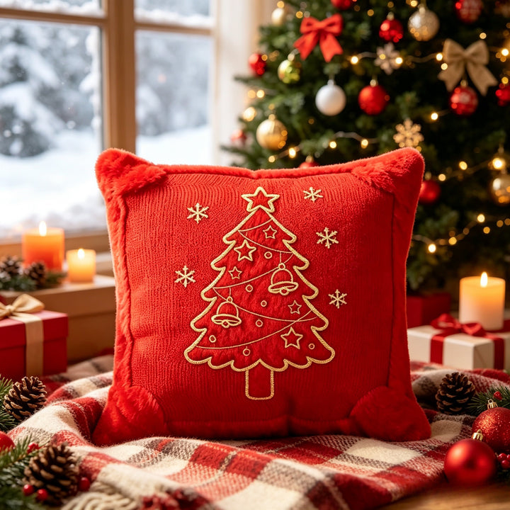 Festive Christmas Tree Decorative Throw Pillow
