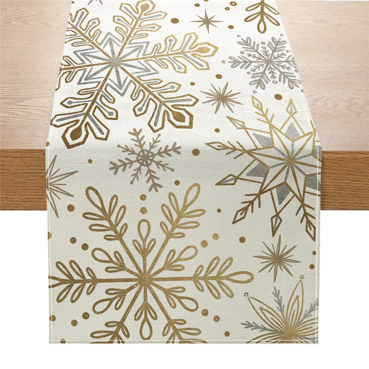 Cotton-Linen Festive Poinsettia Christmas Table Runner