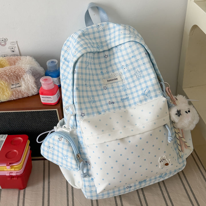 Stylish Checks Print Casual Backpack Bowlift