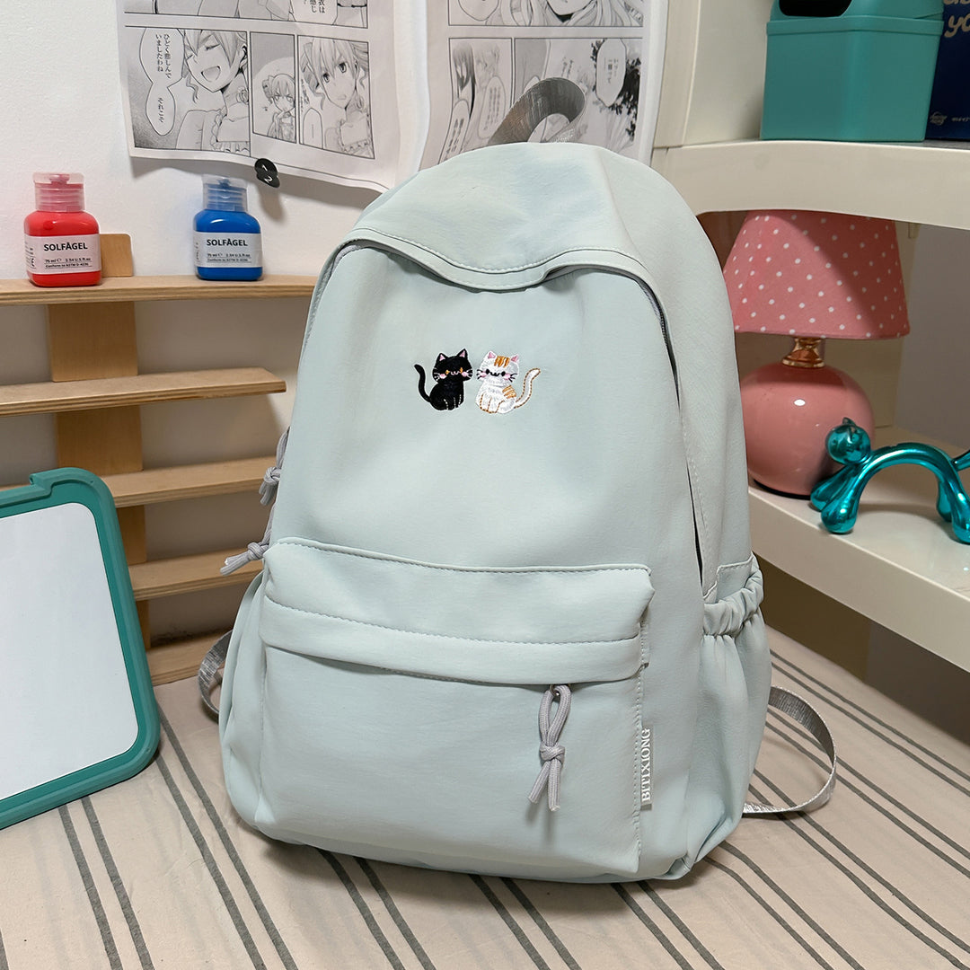 Embroidered Cat-Themed Casual Backpack Bowlift