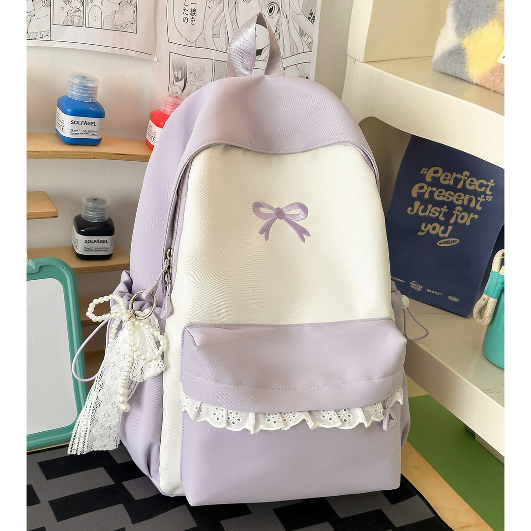 Decorative Bow-Embellished Casual Backpack Bowlift